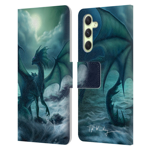 Piya Wannachaiwong Black Dragons Dark Waves Leather Book Wallet Case Cover For Samsung Galaxy A54 5G
