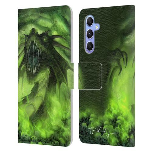 Piya Wannachaiwong Black Dragons Among Skulls Leather Book Wallet Case Cover For Samsung Galaxy A34 5G