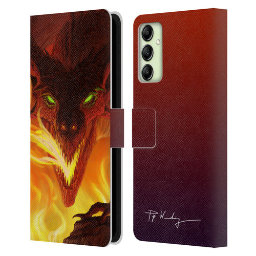 Piya Wannachaiwong Dragons Of Fire Glare Leather Book Wallet Case Cover For Samsung Galaxy A14 5G