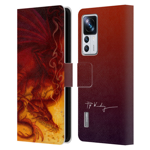 Piya Wannachaiwong Dragons Of Fire Treasure Leather Book Wallet Case Cover For Xiaomi 12T Pro