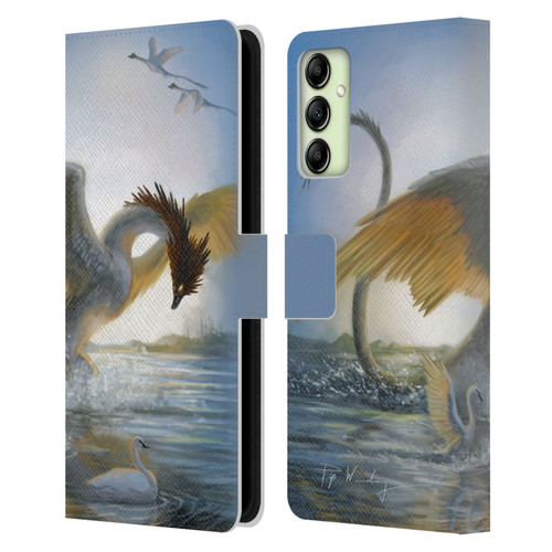 Piya Wannachaiwong Dragons Of Sea And Storms Swan Dragon Leather Book Wallet Case Cover For Samsung Galaxy A14 5G
