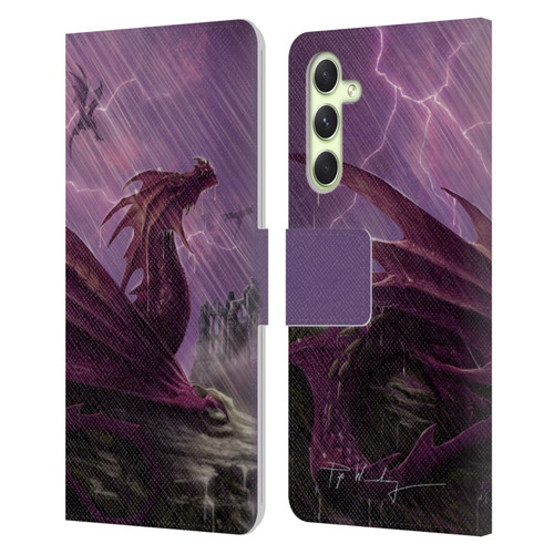 Piya Wannachaiwong Dragons Of Sea And Storms Thunderstorm Dragon Leather Book Wallet Case Cover For Samsung Galaxy A54 5G