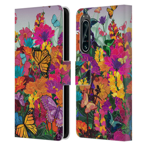 Suzan Lind Butterflies Garden Leather Book Wallet Case Cover For Sony Xperia 5 IV