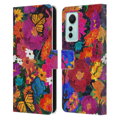 Suzan Lind Butterflies Flower Collage Leather Book Wallet Case Cover For Xiaomi 12 Lite