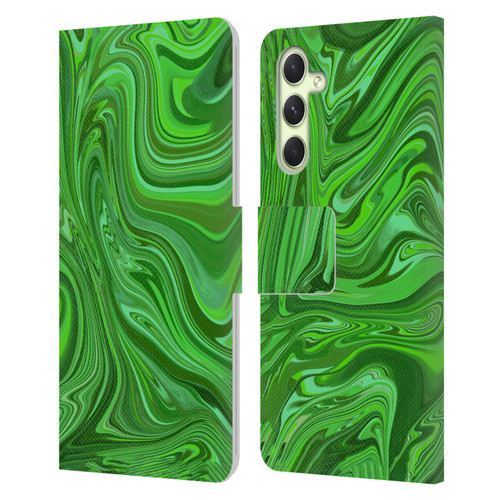 Suzan Lind Marble Emerald Green Leather Book Wallet Case Cover For Samsung Galaxy A54 5G