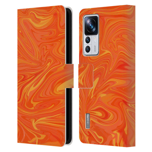 Suzan Lind Marble 2 Honey Orange Leather Book Wallet Case Cover For Xiaomi 12T Pro