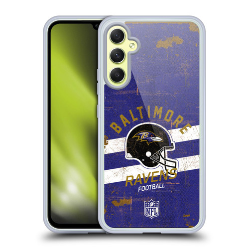 NFL Baltimore Ravens Logo Art Helmet Distressed Soft Gel Case for Samsung Galaxy A34 5G