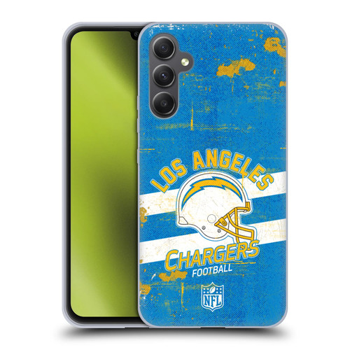 NFL Los Angeles Chargers Logo Art Helmet Distressed Soft Gel Case for Samsung Galaxy A34 5G