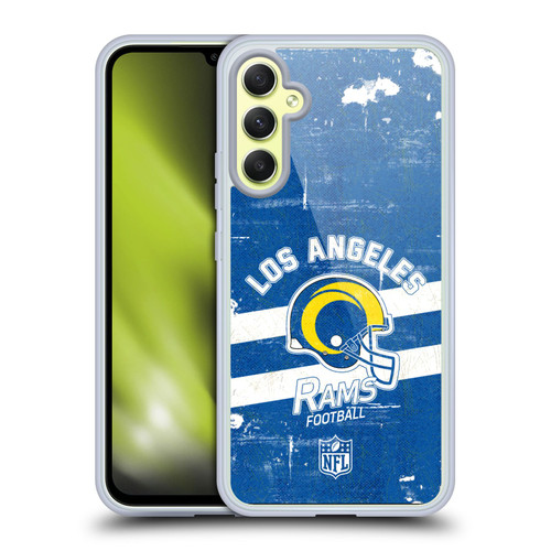NFL Los Angeles Rams Logo Art Helmet Distressed Look 100th Soft Gel Case for Samsung Galaxy A34 5G