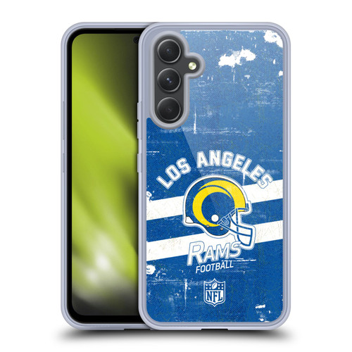 NFL Los Angeles Rams Logo Art Helmet Distressed Look 100th Soft Gel Case for Samsung Galaxy A54 5G