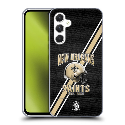 NFL New Orleans Saints Logo Art Football Stripes Soft Gel Case for Samsung Galaxy A54 5G