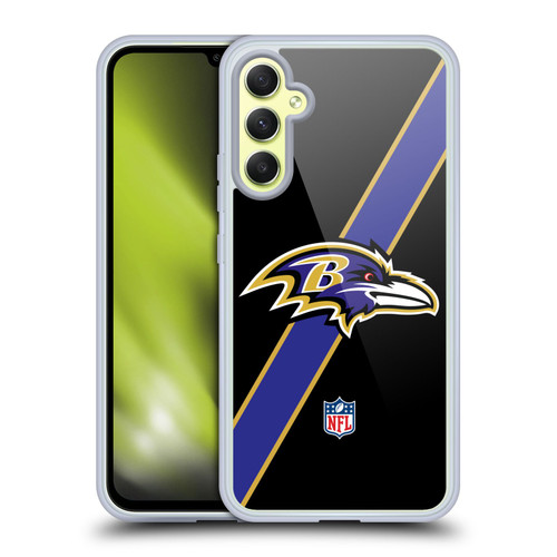 NFL Baltimore Ravens Logo Stripes Soft Gel Case for Samsung Galaxy A34 5G