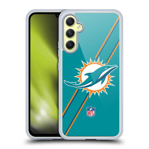 NFL Miami Dolphins Logo Stripes Soft Gel Case for Samsung Galaxy A34 5G