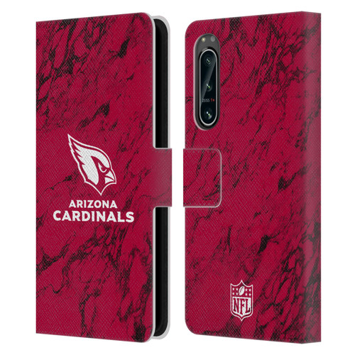 NFL Arizona Cardinals Graphics Coloured Marble Leather Book Wallet Case Cover For Sony Xperia 5 IV