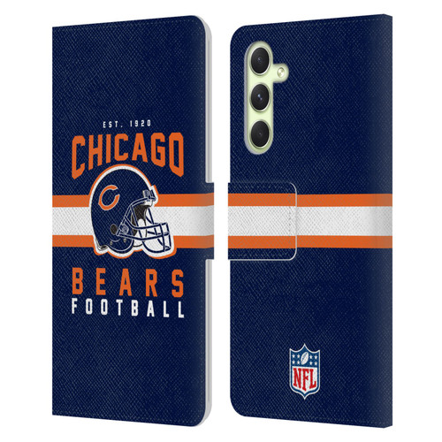 NFL Chicago Bears Graphics Helmet Typography Leather Book Wallet Case Cover For Samsung Galaxy A54 5G