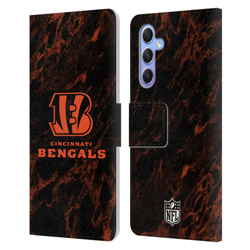 NFL Cincinnati Bengals Graphics Coloured Marble Leather Book Wallet Case Cover For Samsung Galaxy A34 5G