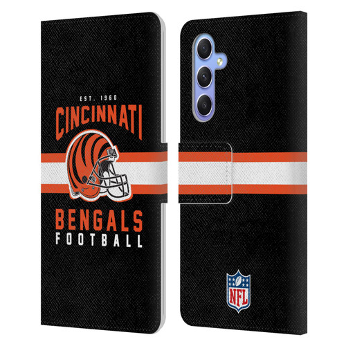 NFL Cincinnati Bengals Graphics Helmet Typography Leather Book Wallet Case Cover For Samsung Galaxy A34 5G