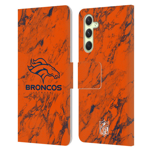 NFL Denver Broncos Graphics Coloured Marble Leather Book Wallet Case Cover For Samsung Galaxy A54 5G