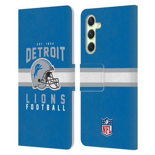 NFL Detroit Lions Graphics Helmet Typography Leather Book Wallet Case Cover For Samsung Galaxy A54 5G
