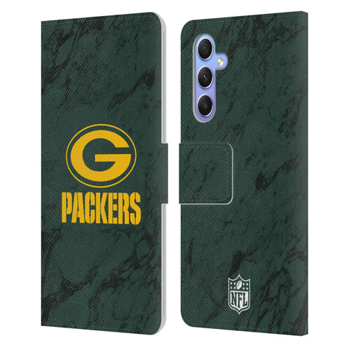 NFL Green Bay Packers Graphics Coloured Marble Leather Book Wallet Case Cover For Samsung Galaxy A34 5G