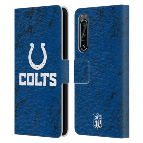 NFL Indianapolis Colts Graphics Coloured Marble Leather Book Wallet Case Cover For Sony Xperia 5 IV