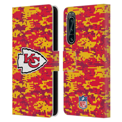NFL Kansas City Chiefs Graphics Digital Camouflage Leather Book Wallet Case Cover For Sony Xperia 5 IV