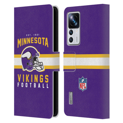 NFL Minnesota Vikings Graphics Helmet Typography Leather Book Wallet Case Cover For Xiaomi 12T Pro