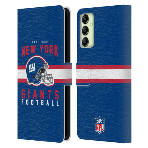 NFL New York Giants Graphics Helmet Typography Leather Book Wallet Case Cover For Samsung Galaxy A14 5G