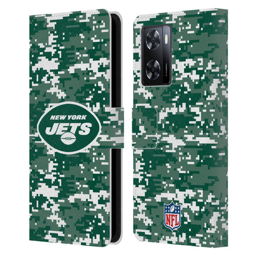 NFL New York Jets Graphics Digital Camouflage Leather Book Wallet Case Cover For OPPO A57s