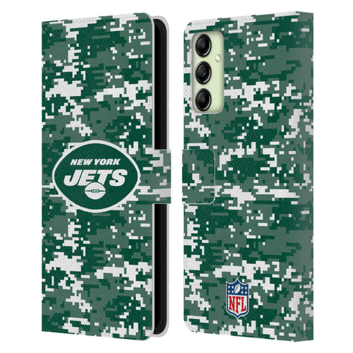 NFL New York Jets Graphics Digital Camouflage Leather Book Wallet Case Cover For Samsung Galaxy A14 5G