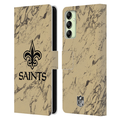 NFL New Orleans Saints Graphics Coloured Marble Leather Book Wallet Case Cover For Samsung Galaxy A14 / 5G