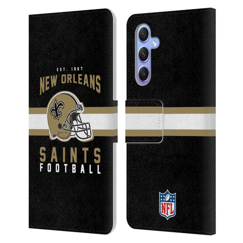 NFL New Orleans Saints Graphics Helmet Typography Leather Book Wallet Case Cover For Samsung Galaxy A34 5G