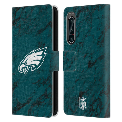 NFL Philadelphia Eagles Graphics Coloured Marble Leather Book Wallet Case Cover For Sony Xperia 5 IV