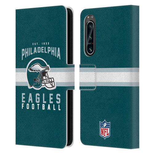 NFL Philadelphia Eagles Graphics Helmet Typography Leather Book Wallet Case Cover For Sony Xperia 5 IV