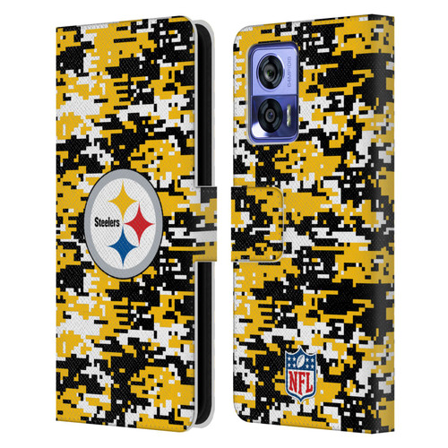 NFL Pittsburgh Steelers Graphics Digital Camouflage Leather Book Wallet Case Cover For Motorola Edge 30 Neo 5G