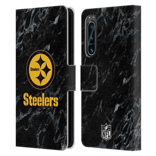 NFL Pittsburgh Steelers Graphics Coloured Marble Leather Book Wallet Case Cover For Sony Xperia 5 IV
