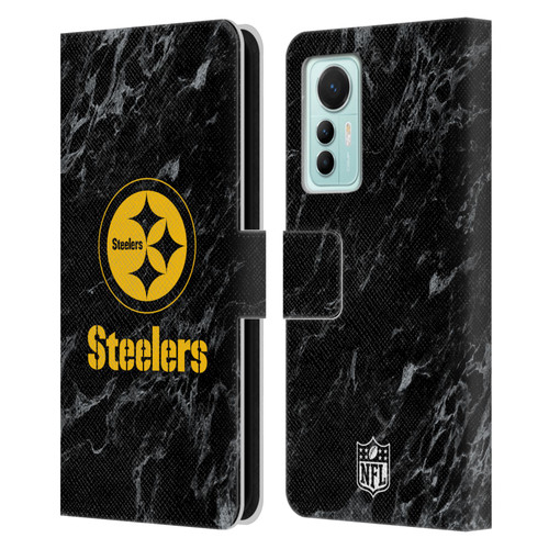 NFL Pittsburgh Steelers Graphics Coloured Marble Leather Book Wallet Case Cover For Xiaomi 12 Lite