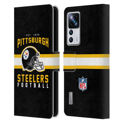 NFL Pittsburgh Steelers Graphics Helmet Typography Leather Book Wallet Case Cover For Xiaomi 12T Pro