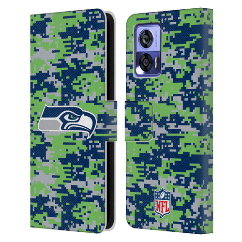 NFL Seattle Seahawks Graphics Digital Camouflage Leather Book Wallet Case Cover For Motorola Edge 30 Neo 5G