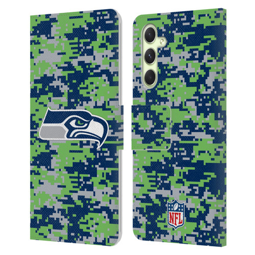 NFL Seattle Seahawks Graphics Digital Camouflage Leather Book Wallet Case Cover For Samsung Galaxy A54 5G