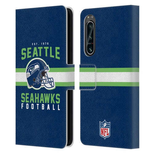 NFL Seattle Seahawks Graphics Helmet Typography Leather Book Wallet Case Cover For Sony Xperia 5 IV