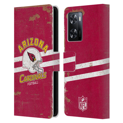 NFL Arizona Cardinals Logo Art Helmet Distressed Leather Book Wallet Case Cover For OPPO A57s