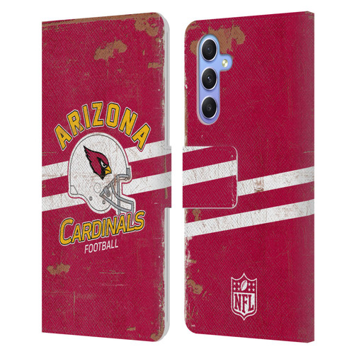 NFL Arizona Cardinals Logo Art Helmet Distressed Leather Book Wallet Case Cover For Samsung Galaxy A34 5G