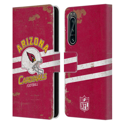NFL Arizona Cardinals Logo Art Helmet Distressed Leather Book Wallet Case Cover For Sony Xperia 5 IV