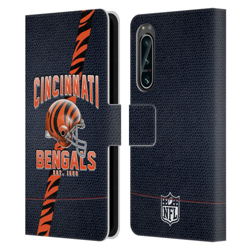 NFL Cincinnati Bengals Logo Art Football Stripes Leather Book Wallet Case Cover For Sony Xperia 5 IV