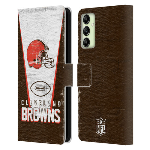 NFL Cleveland Browns Logo Art Banner Leather Book Wallet Case Cover For Samsung Galaxy A14 5G