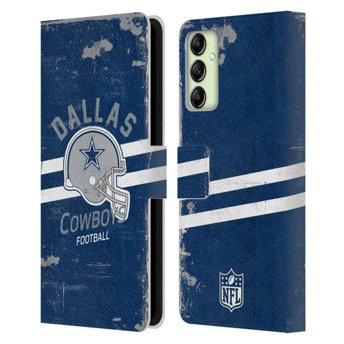 NFL Dallas Cowboys Logo Art Helmet Distressed Leather Book Wallet Case Cover For Samsung Galaxy A14 5G NFL Dallas Cowboys Logo Art Helmet Distressed Leather Book Wallet Case Cover For Samsung Galaxy A14 5G