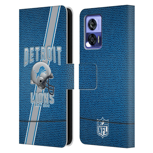NFL Detroit Lions Logo Art Football Stripes Leather Book Wallet Case Cover For Motorola Edge 30 Neo 5G