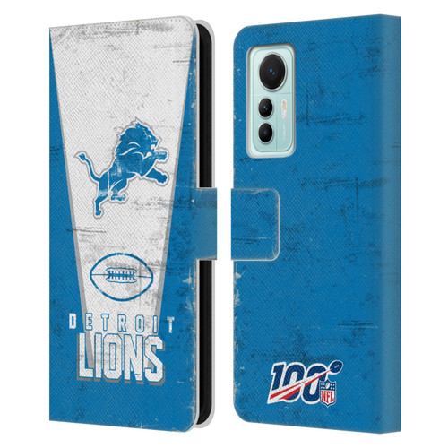 NFL Detroit Lions Logo Art Banner Leather Book Wallet Case Cover For Xiaomi 12 Lite