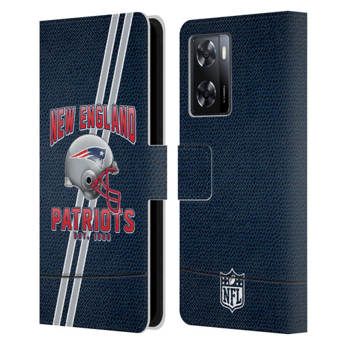 NFL New England Patriots Logo Art Football Stripes Leather Book Wallet Case Cover For OPPO A57s
